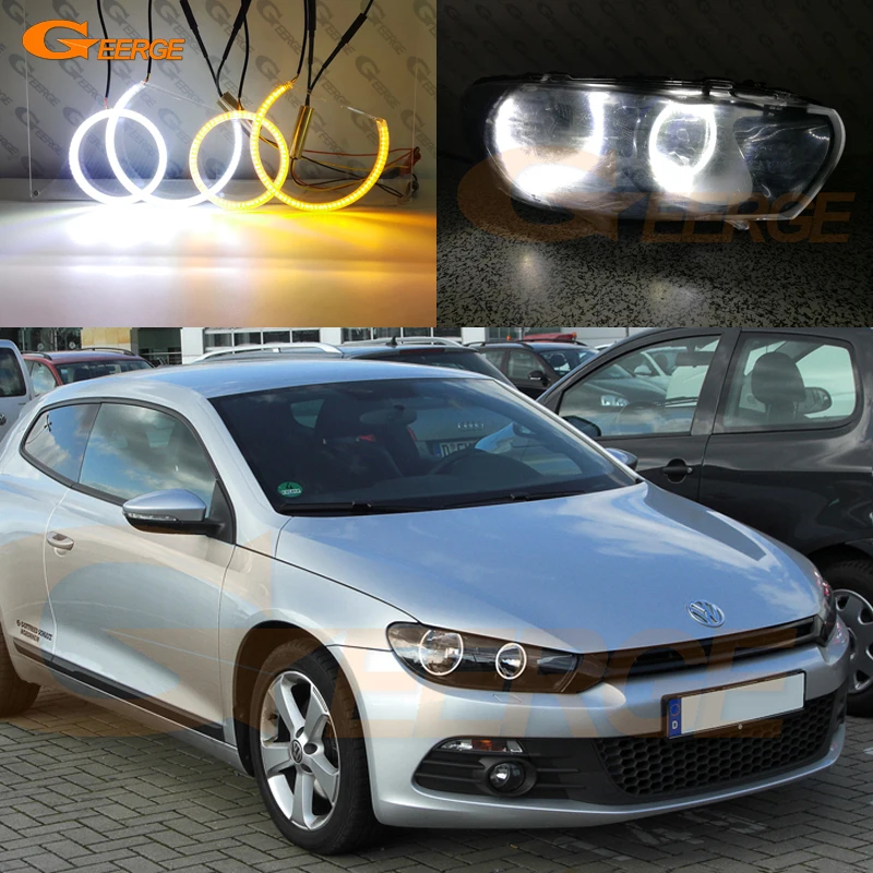 

For Volkswagen VW Scirocco 2008 2009 2010 2012 2013 Excellent Dual Color Switchback led angel eyes drl turn signal