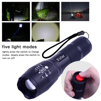 

Hunting Flashlight Torch Lintern Tactical Flashlights 900 lumens Waterproof Lamp Gun Mount