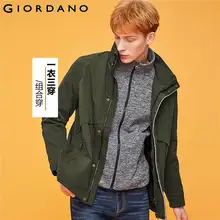 Giordano мужские куртки Графический полиэстер заполненный съемный пальто водонепроницаемый полиэстер толстые теплые мужские куртки 01079697