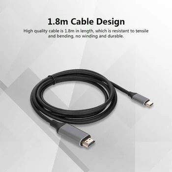 

1.8m Type-C to HD Adapter Cable Converter Wire Cord Plug & Play For iPad Macbook Projecter Online Conference Gaming