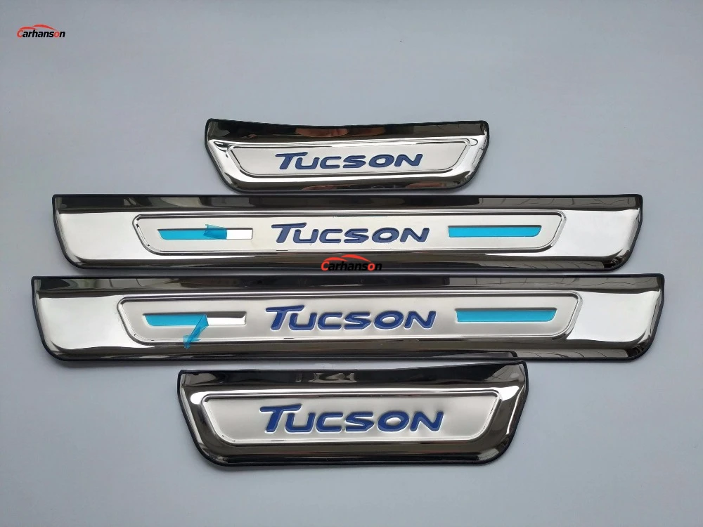 Аксессуары для стайлинга автомобилей- hyundai Tucson Накладка на порог Накладка педали для порога протектор автомобиля Наклейка отделка 4 шт