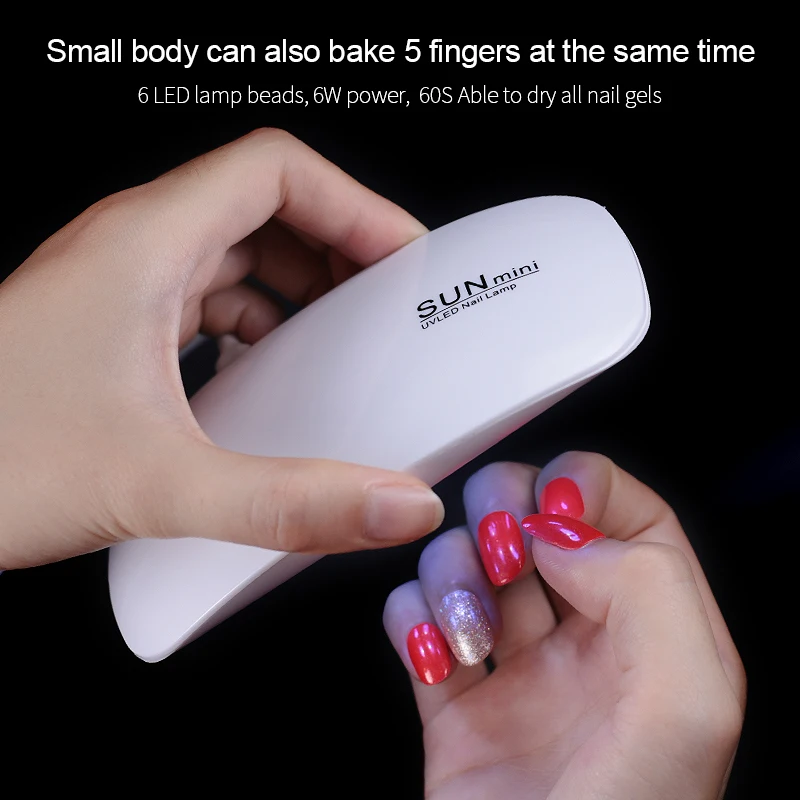 Arte Clavo 6W Nail Dryer Portable UV LED Lamp Nail Art Polish Light Mirco USB Cable SUN Mini Fast Delivery Manicure Machine Tool 3
