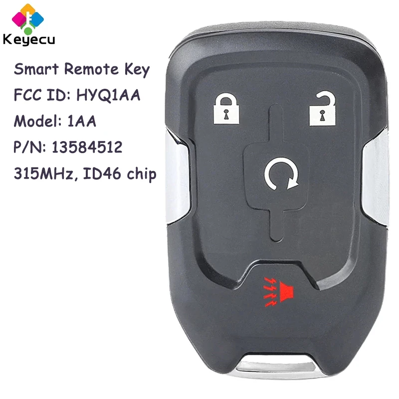 

KEYECU Smart Remote Car Key With 3+1 4 Buttons 315MHz ID46 Chip for GMC Terrain 2018 2019 2020 Fob FCC ID: HYQ1AA P/N: 13584512