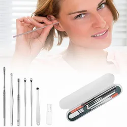 7Pcs/Set Professional Ear Clean Tool Unisex Ear Wax Pickers Stainless Steel Earpick Set Ear Tools Set  CN(Origin)  Combo