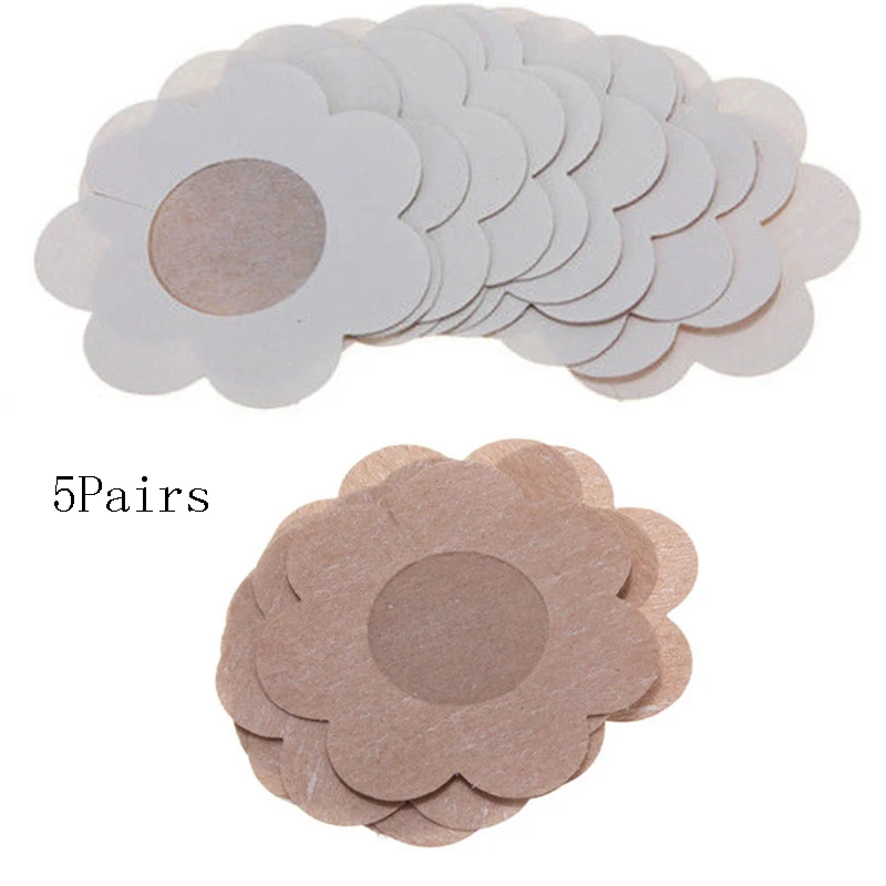 5Pairs Soft Nipple Covers Disposable Breast Petals Flower Sexy Tape Stick On Bra Pad Pastie For Wedding Dress Intimate