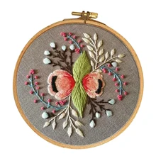 Gama completa de kits de partida de bordado padrão de flor incluindo pano de bordado, linhas, agulhas e aro para iniciantes