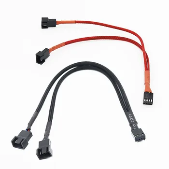 

27cm Black Braided Cable Y Splitter 3/4 pin PWM Fan Computer PC Fan Power Extension cable