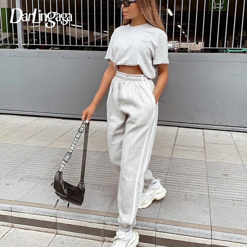 Darlingaga Streetwear Loose Side Stripe Sweatpants Pants Women Fashion Elastic Waist Trousers Patchwork Baggy Harem Pants Capri Darlingaga Streetwear Loose Side Stripe Sweatpants Pants Women Fashion Elastic Waist Trousers Patchwork Baggy Harem Pants Capri