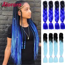 Alororo, длинные волосы, косички, черный, синий цвет, Омбре, огромные косички, волосы для наращивания, термостойкие, синтетические, искусственные волосы для плетения