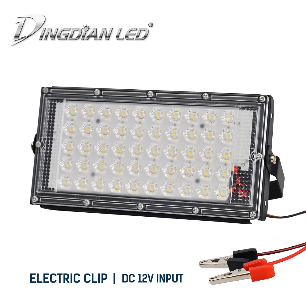 

LED Outdoor Lighting Spotlights Led Flood Lights 50W DC12V Camping Lamp Industry Light Crocodile Clip Night Market Sporting Lamp
