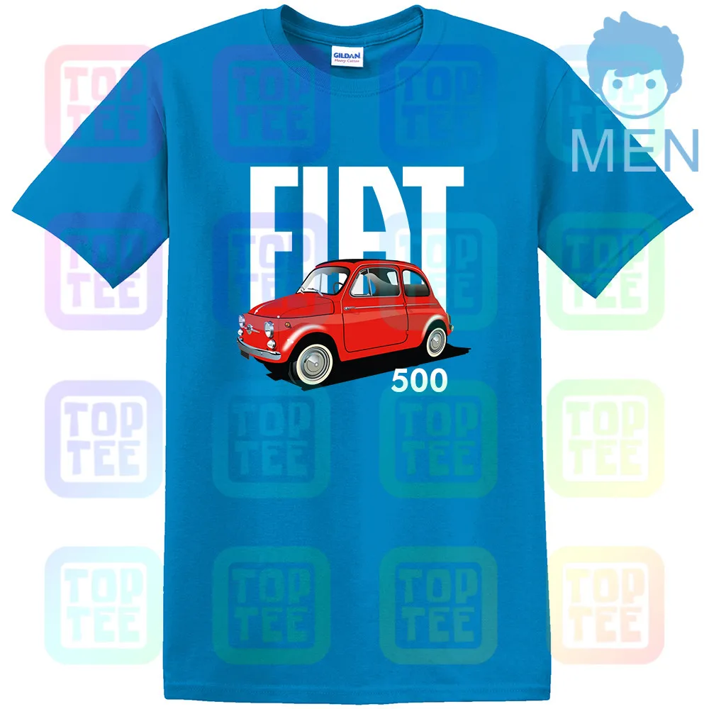 Королевский синий Классический итальянский Fiat 500 Футболка Винтаж ретро автомобиль дизайн Прохладный унисекс - Цвет: Королевский синий