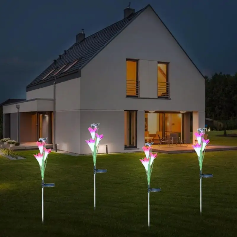 Solar LED Lawn Lamp Waterproof Butterfly Colorful Garden Yard Decor Lights