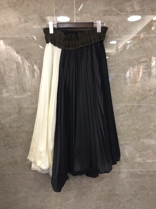 Autumn Early New Girl Drawstring, Belt Receiving, Colour Matching, Medium-length Half-length Skirt 906