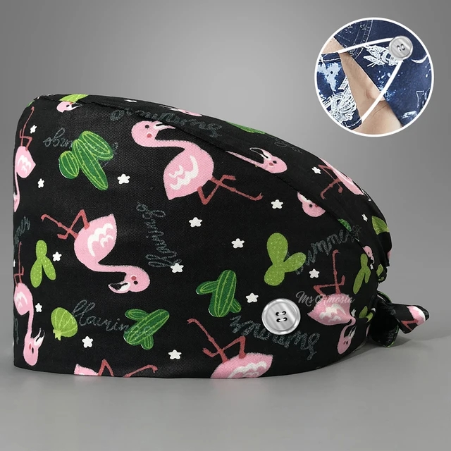 Fashion cotton Cute bird Cartoon print hats adjustable Scrub hat beauty salon nursing cap laboratory pet shop fashion scrub caps 12245
