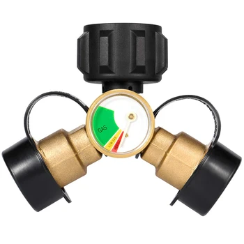 

Propane Dispenser, 2-Way Propane Tank Y Distributor Adapter with Gauge, Gas Adapter Propane Cylinder, Grill Gas Stove, Camping S