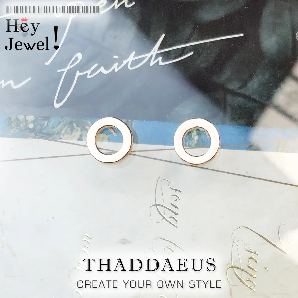 Серьги гвоздики круглые из розового золота модные блестящие ювелирные изделия в европейском стиле для