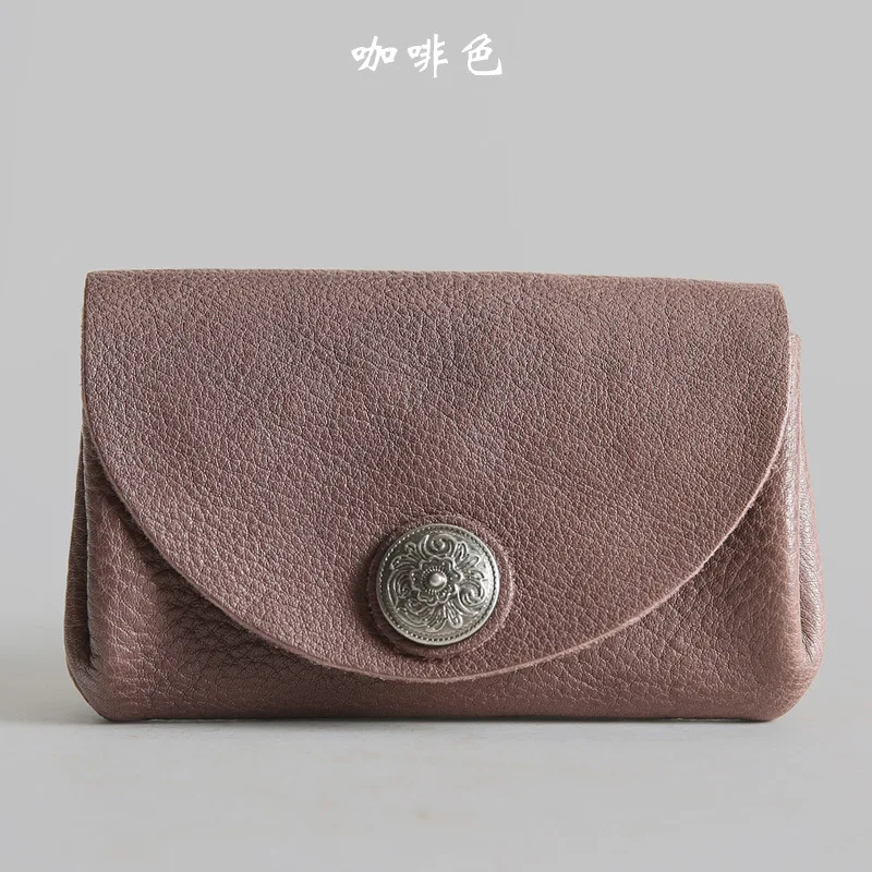 Short Wallet, Female Retro Man's Wallet, Short Multi-function Card, Zero Wallet - Color: Dark Brown