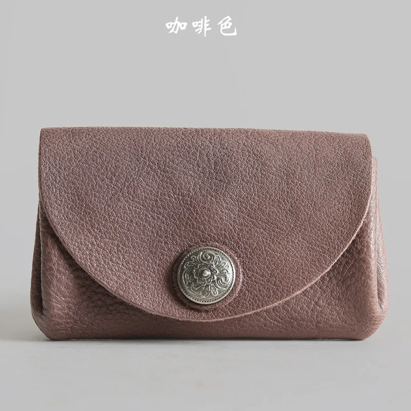 Dark Brown Short Wallet, Female Retro Man's Wallet, Short Multi-function Card, Zero Wallet - Color: Dark Brown