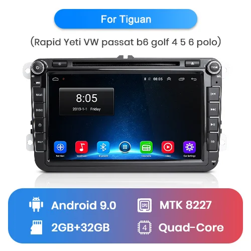 Junsun 2 ГБ+ 32 ГБ Android 8,1 автомобильный DVD радио мультимедиа видео плеер gps навигатор для Volkswagen Golf Polo Skoda Seat Tiguan Passa - Цвет: 2GB - 32GB