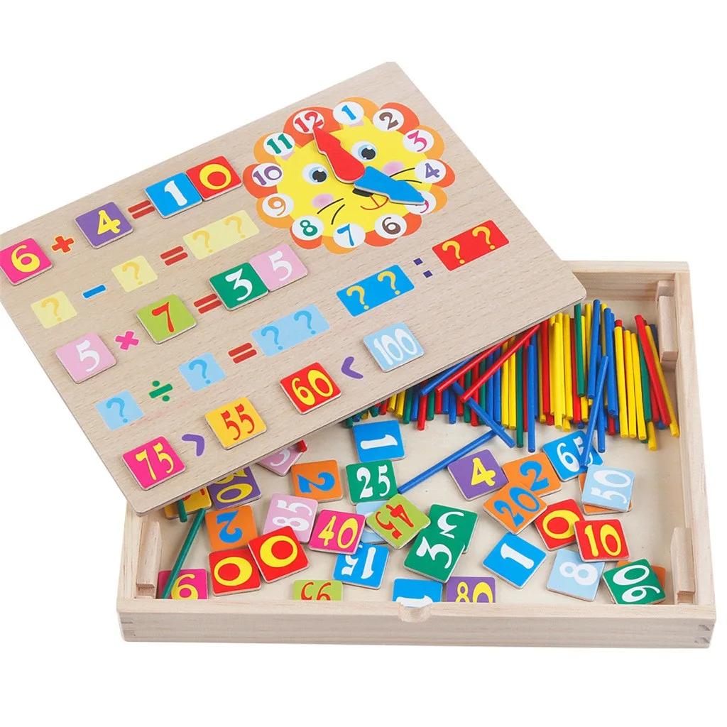 1Set Wooden Teaching Aids Multifunctional Magnetic Math Operation and Drawing Box Learning Educational Toys for Kids Gifts#g4 | Игрушки и