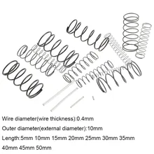 Resorte de acero de compresión pequeño, resorte de presión de retorno mecánico OD de 10mm, 0,4x10x5-50mm, 10 Uds.