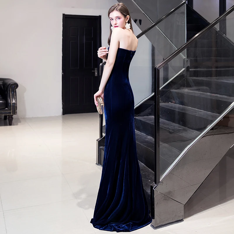 Robe De Soiree велюр платье-Русалка Вечерние платья Длинные на одно плечо Вечерние платья Abendkleider