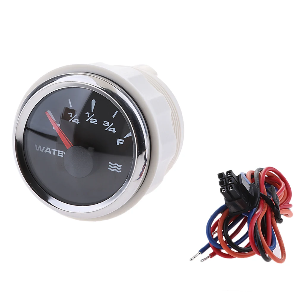2 inch 52mm Marine Dash Mounted Water Lever Gauge with Backlight - E-1/4-1/2-3/4-F Indicating Range (0 to 190ohm)
