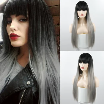 

AZQUEEN Long Straight Wig Synthetic Wigs for Women Natural Middle Wig Heat Resistant Fiber Natural Looking Wig