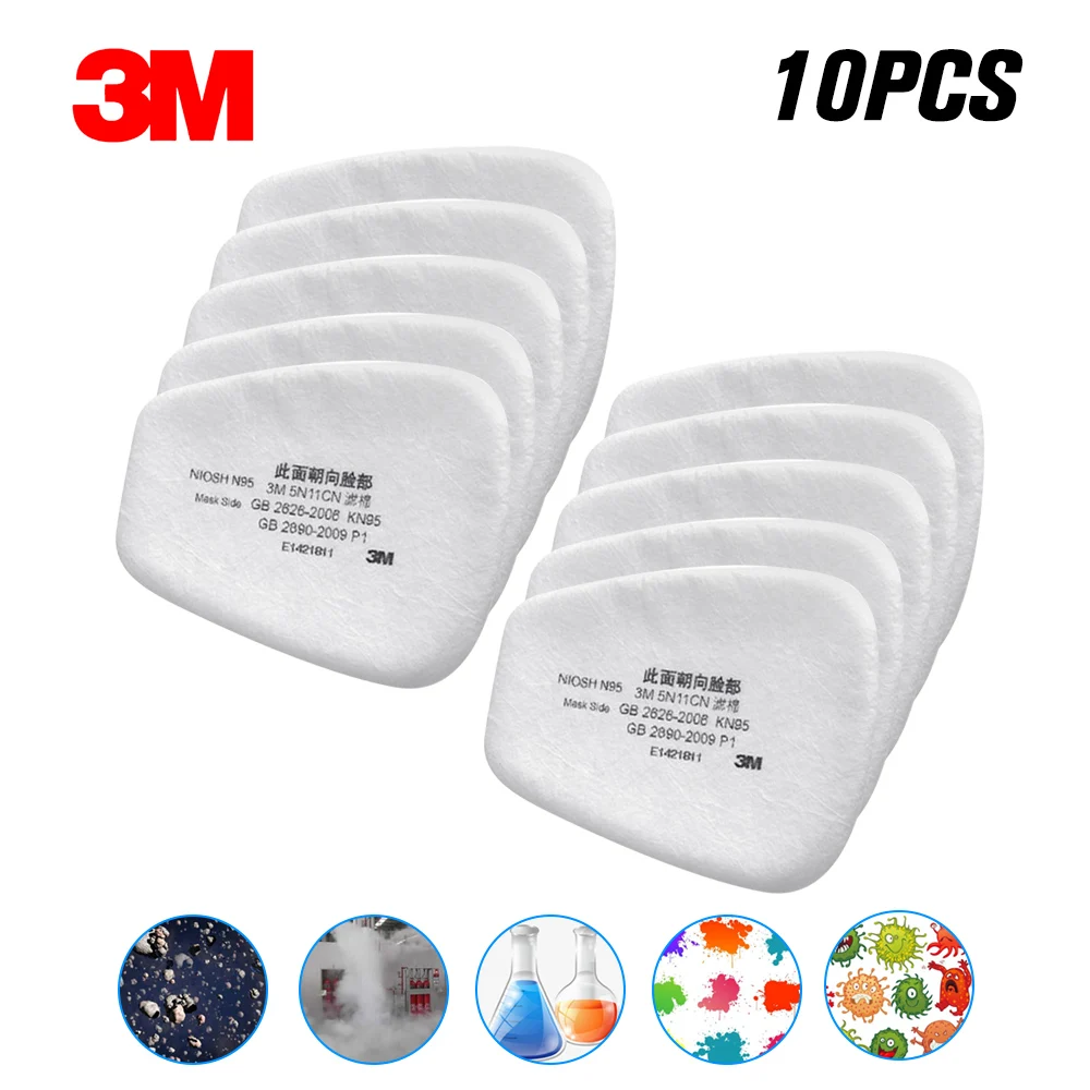Filtro de algodón respirador 10/20/50/100 Uds 3M 5N11 antipartículas para 6200/7502/6800