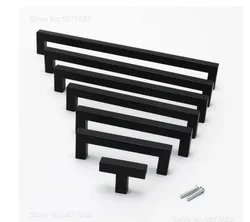 clown Black Cabinet Handle Square Furniture Hardware Stainless Steel Kitchen Door Knobs Cupboard Wardrobe Drawer Pulls