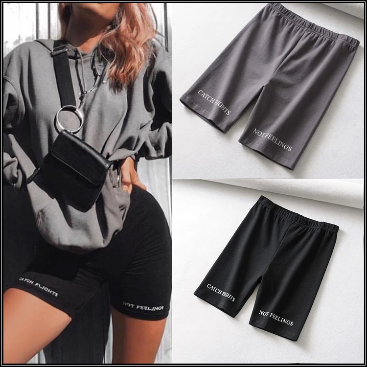 Модные шорты с высокой талией, женские сексуальные байкерские шорты для фитнеса, корейские повседневные сексуальные шорты из хлопка, черные спортивные шорты для велоспорта