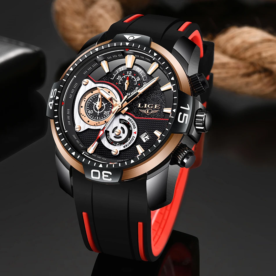 2022 LIGE Men Military Watches Luxury Creative Sport Watch Male Top brand Waterproof Quartz Watches Mens Clock Relogio Masculino