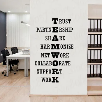 

Teamwork Wall Decal Office Business Team Work Word Cloud Vinyl Sticker Office Decoration Wall Art Mural WL830