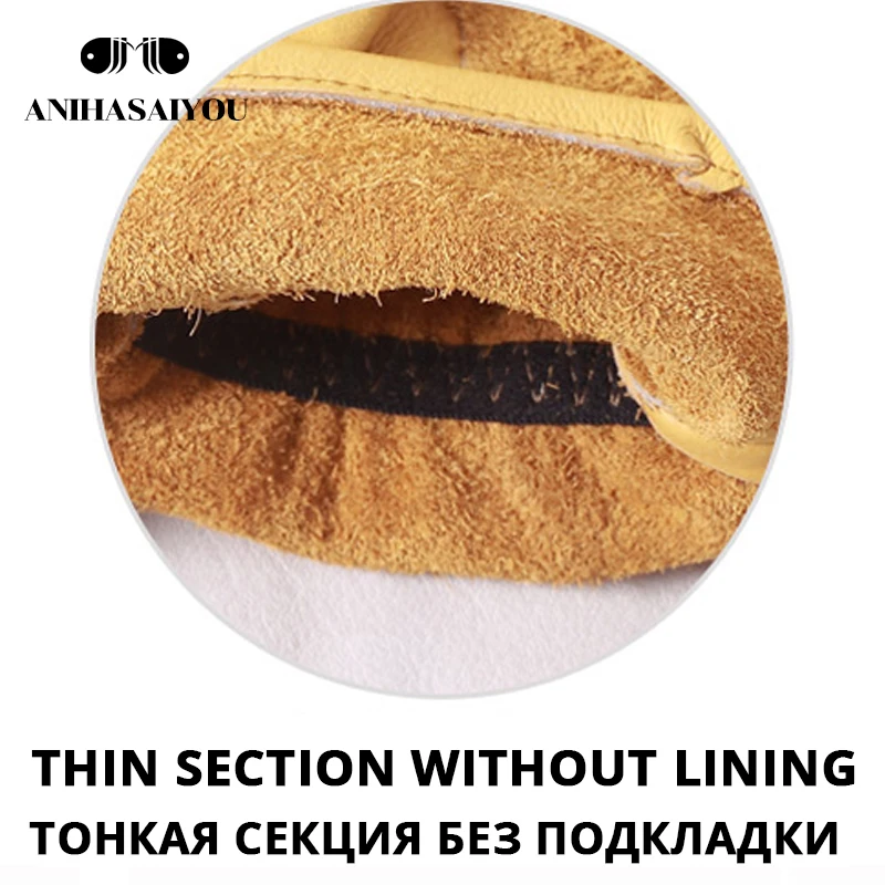 Printing Cowhide gloves male winter,Harley riding motorcycle gloves leather men's,wear and cashmere men's leather gloves-NP06 - Цвет: Without lining
