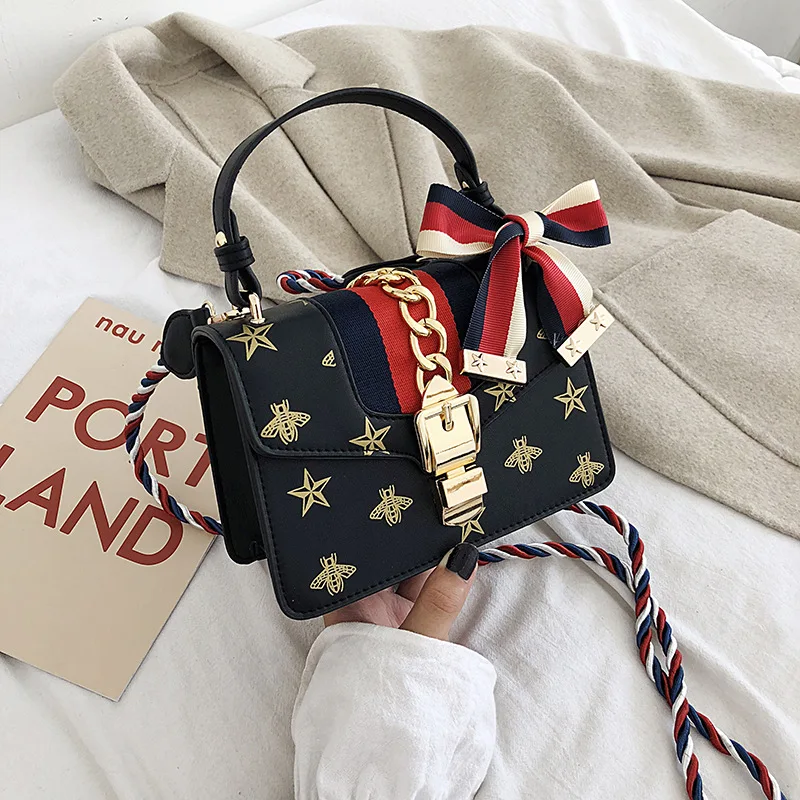 

2019 Autumn and Winter New Color Rope Webbing Handbags Rectangular Portable Shoulder Bag Fashion Portable Messenger Bag