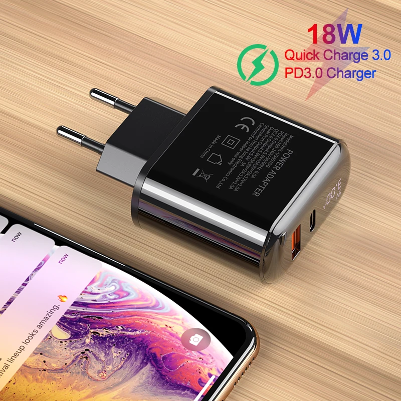 YKZ Quick Charge 3,0 USB зарядное устройство светодиодный дисплей QC 3,0 PD Быстрая зарядка зарядное устройство для мобильного телефона для iPhone Xiaomi samsung huawei