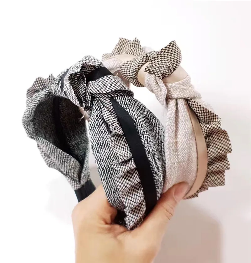 Moda Simples Listrado tricô faixa de cabelo