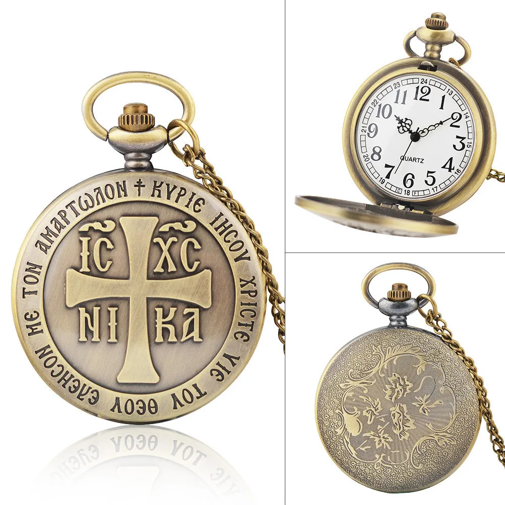 Unique Retro Bronze Train Front Locomotive Engine Design Necklace Pendant Quartz Pocket Watch With FOB Chain Mens Womens Gifts