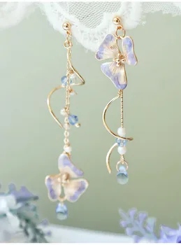 

Flower tassel earrings long exquisite fashion exaggerated geometric pendant ginkgo asymmetrical celebrity style women's earrings