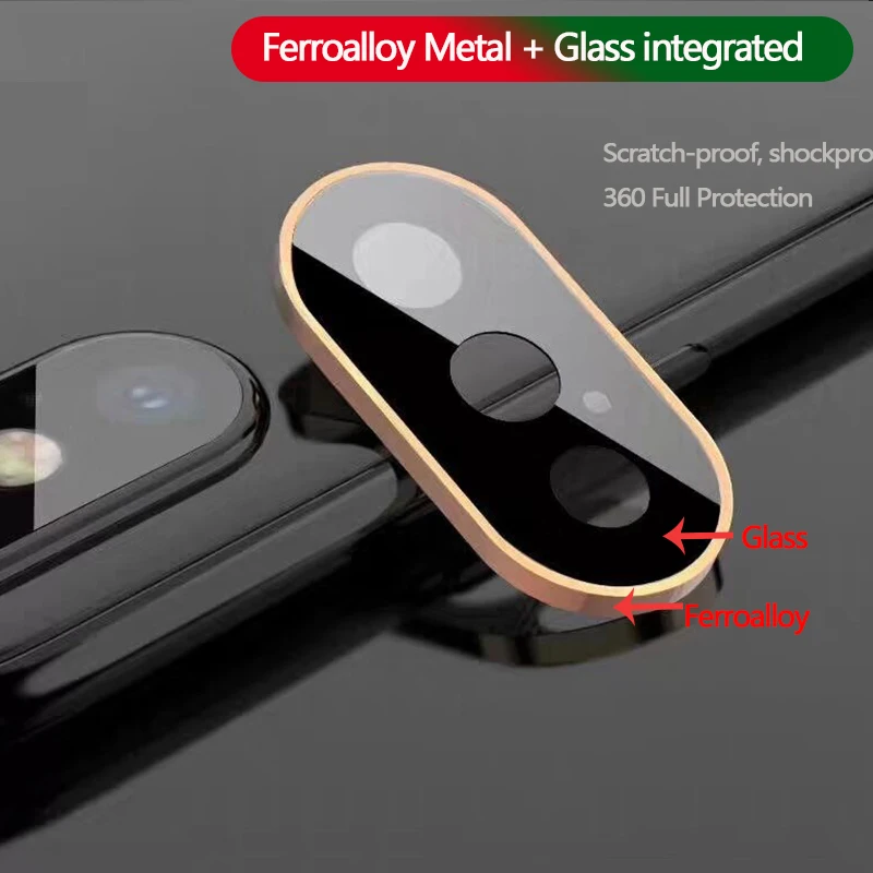 

Metal and Glass integrated Camera Lens Protector cover for iPhone X 10 XR 360 Full Protection Ring for iPhone XS MAX Camera Film