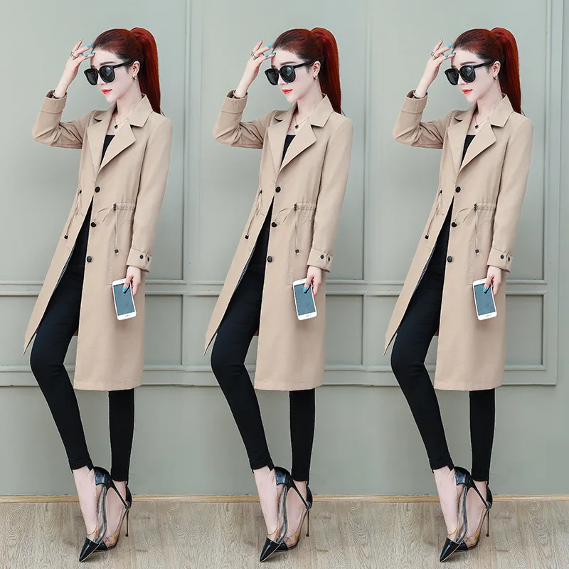 

Mid-length Trench Coat WOMEN'S Dress 2019 Spring And Autumn New Style Korean-style Versitile Fashion Popular Waist Hugging Autum