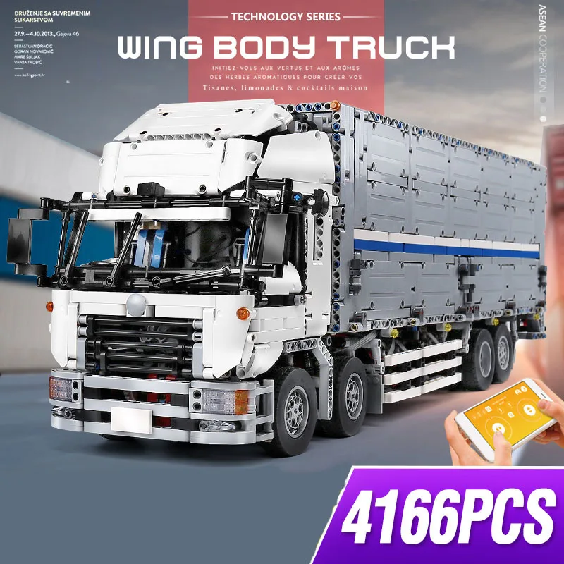 

APP RC Technic Series Bricks MOC Arakawa Tow Wing Body Container Truck Set compatible 23008 Model Toys Building Blocks