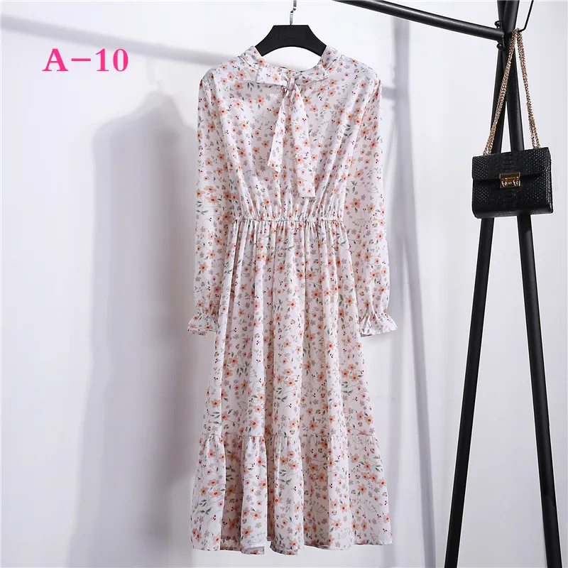 Корейская черная рубашка Vestidos для офиса, в горошек, винтажные осенние платья, Женское зимнее платье, миди однотонное платье с длинным рукавом для женщин - Цвет: A-10