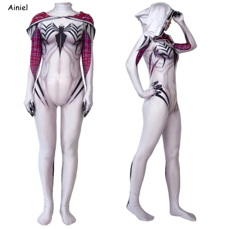 Веном Гвен Стейси Косплей Костюм Zentai Супер Герои боди костюм комбинезоны для взрослых женщин и детей