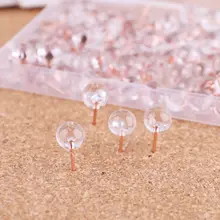 Punaises transparentes en or Rose, 100 pièces, planche à pouce, boule ronde, dessin, Photo, goujons muraux, fournitures scolaires et de bureau 