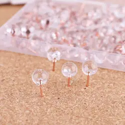 Punaises transparentes en or Rose, 100 pièces, planche à pouce, boule ronde, dessin, Photo, goujons muraux, fournitures scolaires et de bureau 