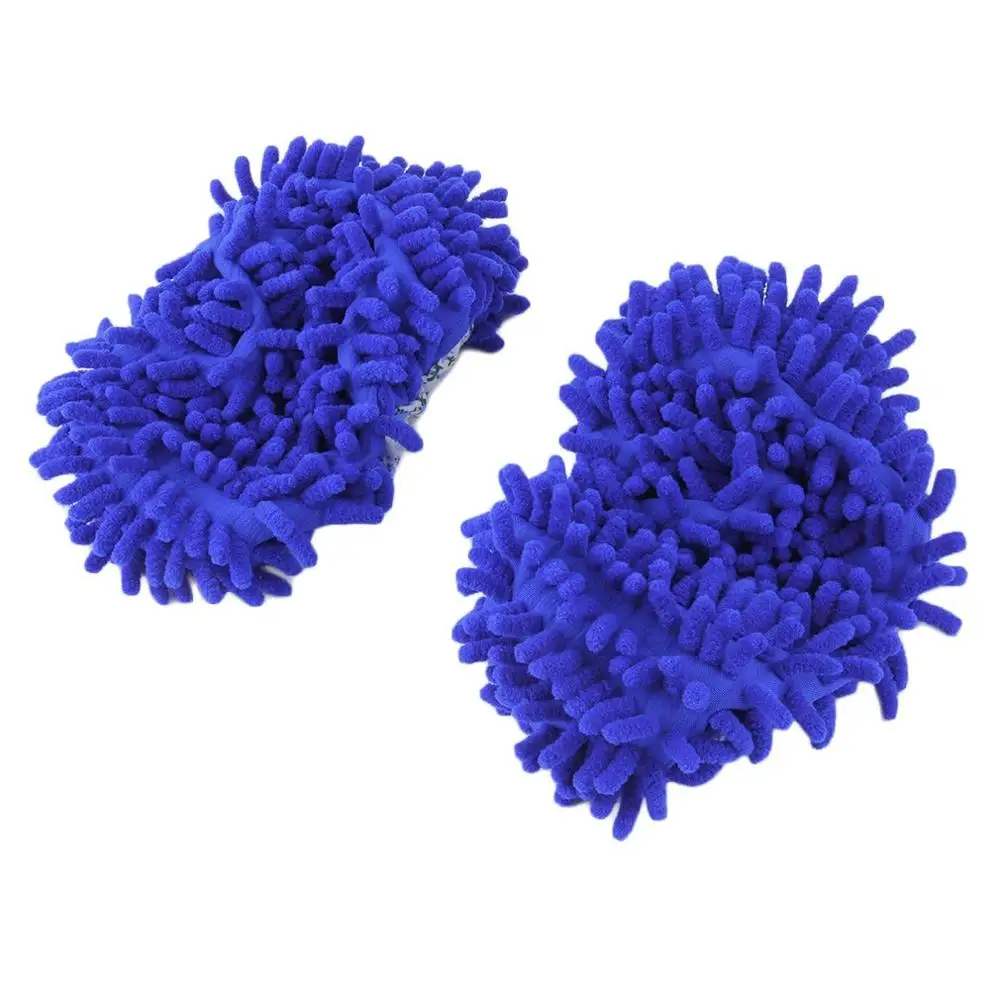 Синий 1 Pair Home Non-slip Mop Sweep Floor Cleaning Duster Cloth Housework Lazy Soft Slipper Washable Worldwide sale Drop shipping - Цвет: Синий