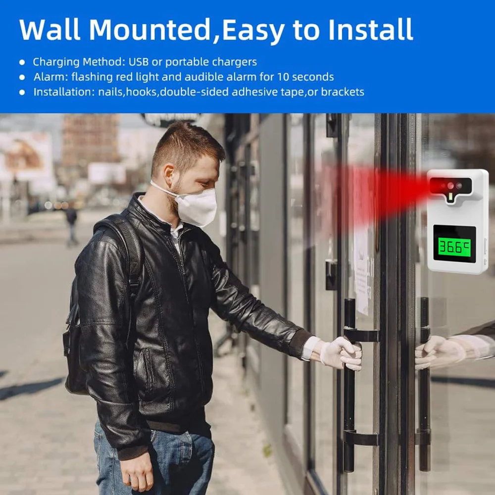 Бесконтактный инфракрасный термометр ЛОБНЫЙ 2 цвета подвесной штатив с