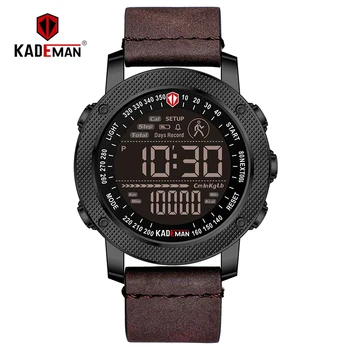 

KADEMAN Luxury Brand Men LED Digital Display Smart Shockproof Watches Mens Military Chronograph Leather Wrist Relogio Masculino
