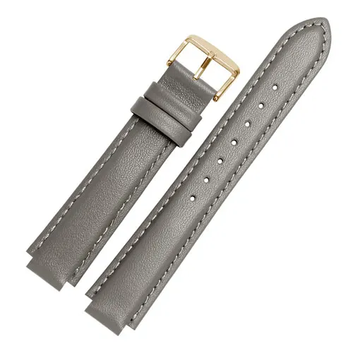 Color Cow leather watchbands women's wristband convex interface strap Suitable for SHE SHE 4029 3034D watch accessories - Цвет ремешка: gray  golden